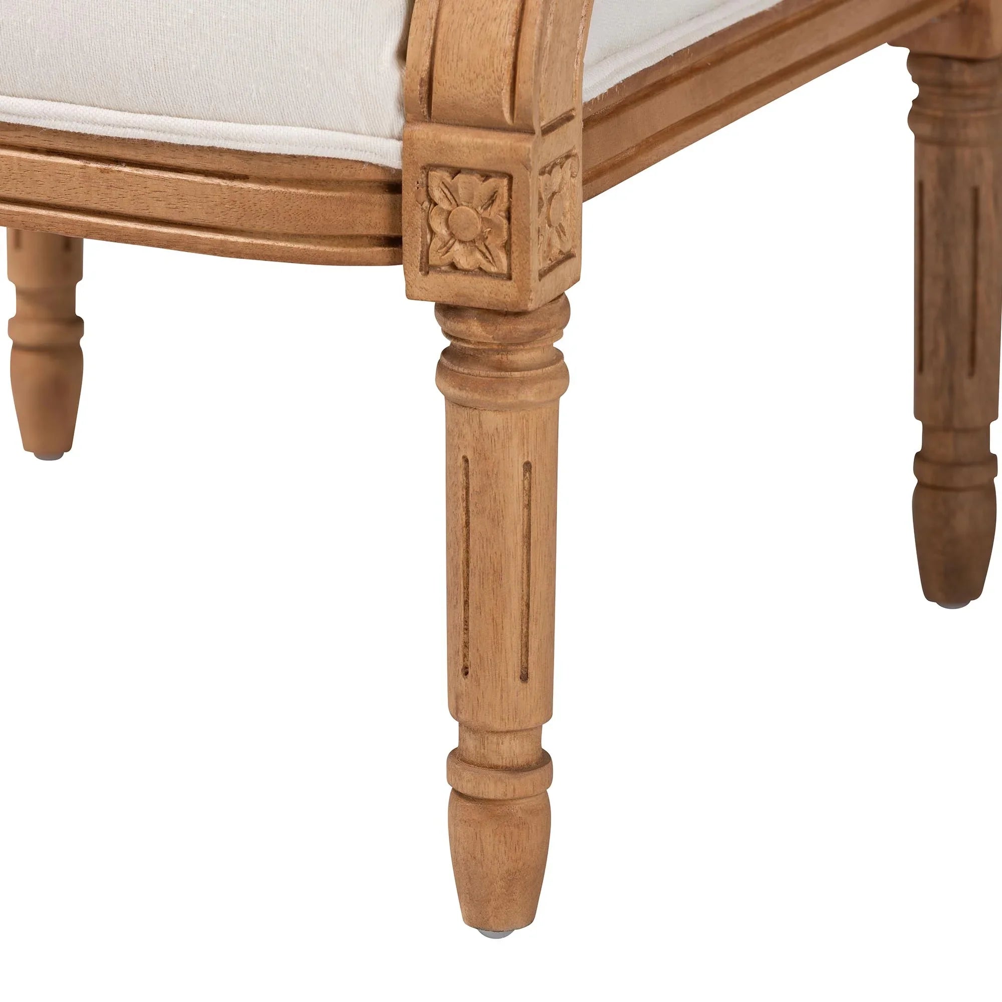 Baxton Studio Garridan Traditional French Beige Fabric and Honey Oak Finished Wood Accent Chair