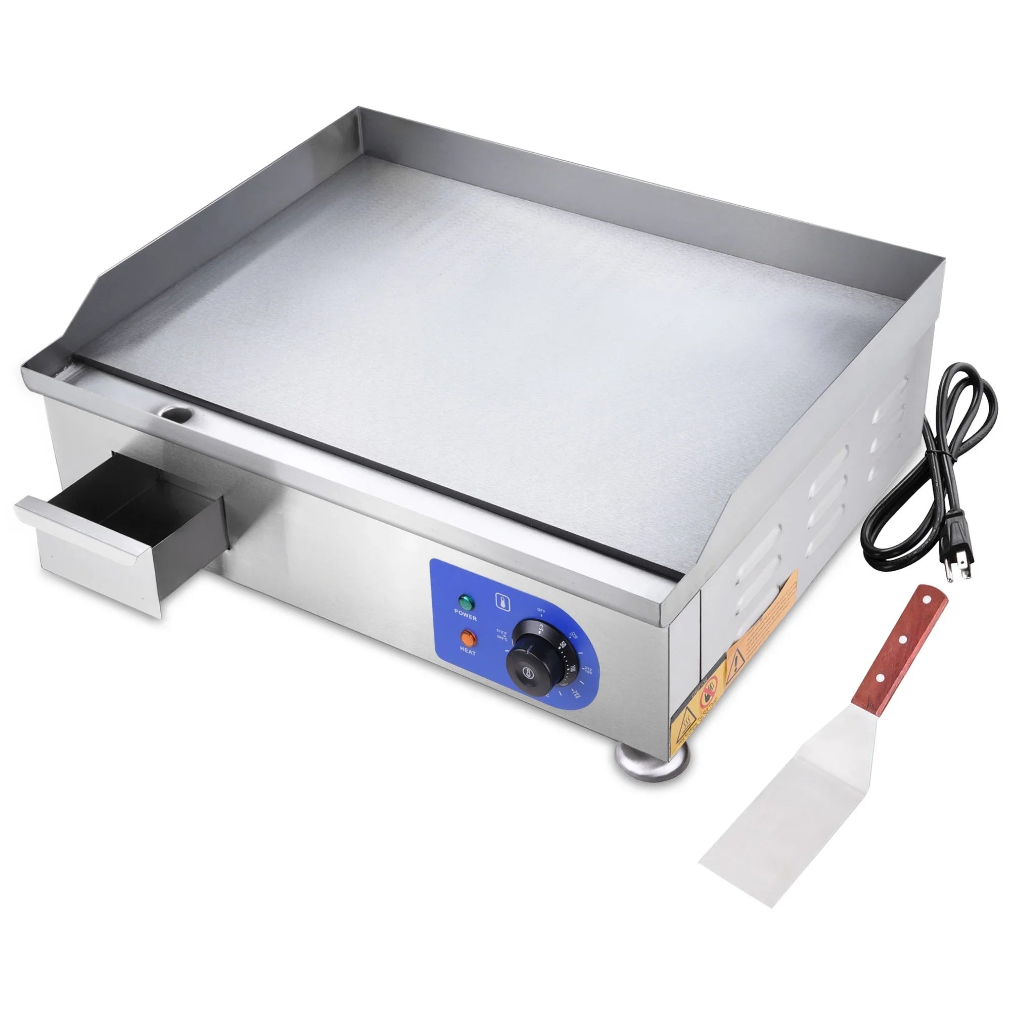 High-Powered Electric Countertop Griddle - Stainless Steel - Cook with Precision