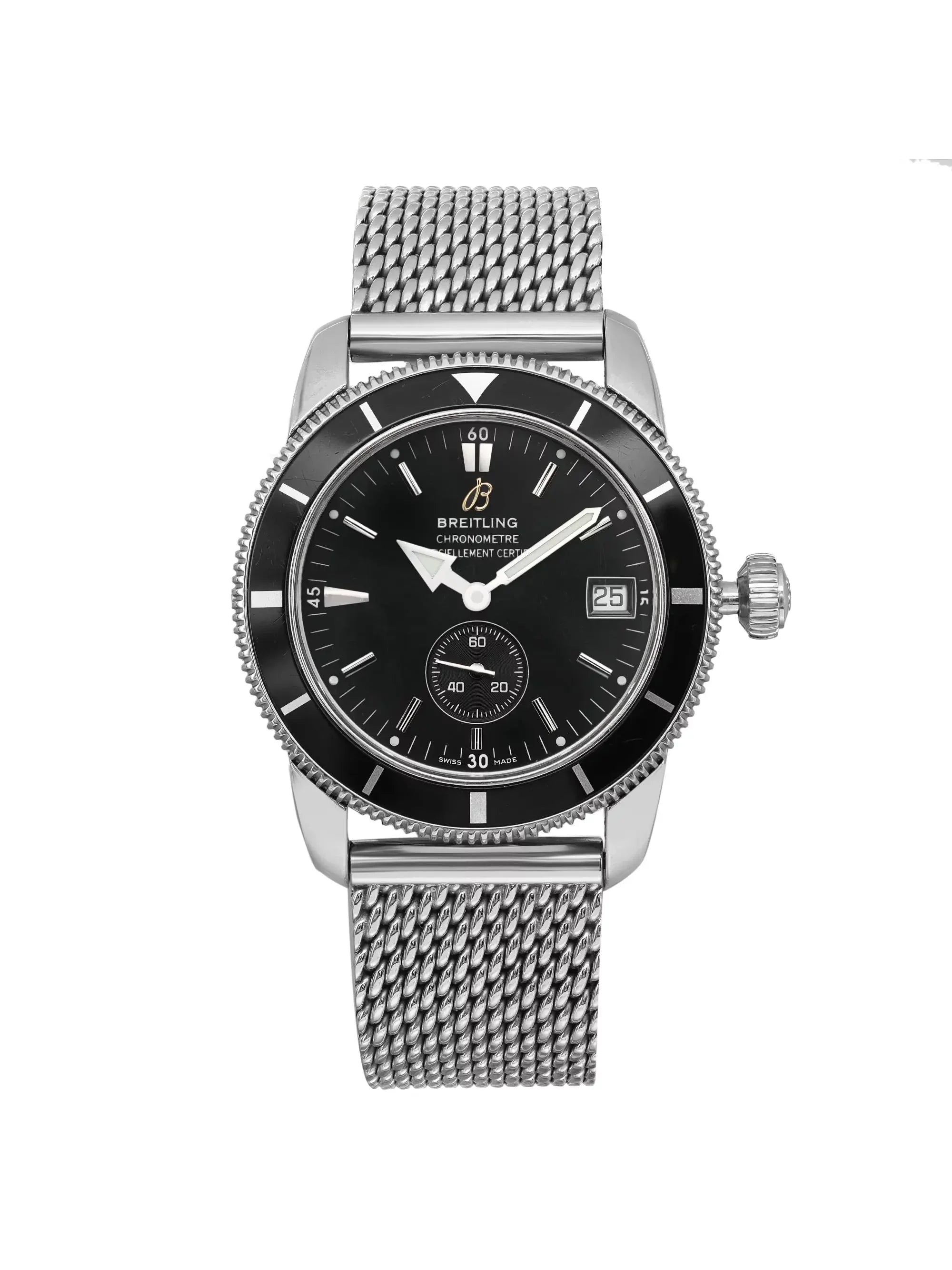 Breitling SuperOcean Heritage 38mm Steel Black Dial Mens Watch A3732024-B869SS