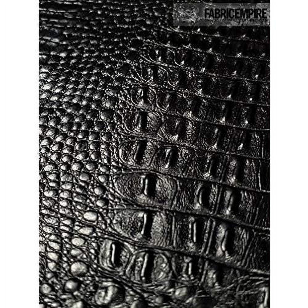 Vinyl Fabric Crocodile Fake Leather Upholstery 54" Wide Sold By The Yard ( Glossy Black)