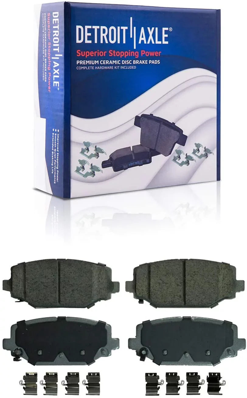 Detroit Axle - 330mm Front 328mm Rear Disc Rotors Brake Pads +20pc Lug Nuts Replacement for Town & Country Routan Grand Caravan Ram C/V - 30pc Set