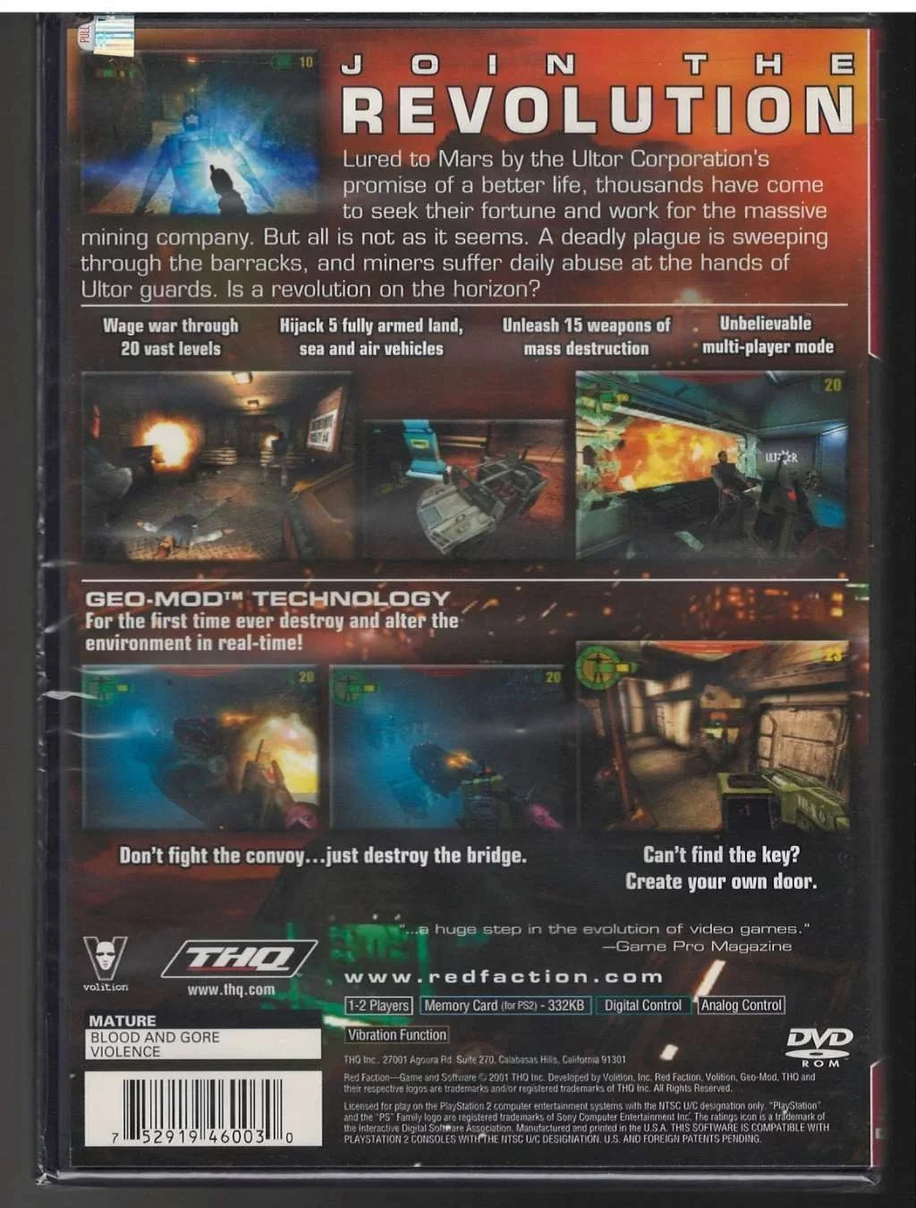 Red Faction (Greatest Hits) PS2 (Brand New Factory Sealed  Version) Playstatio