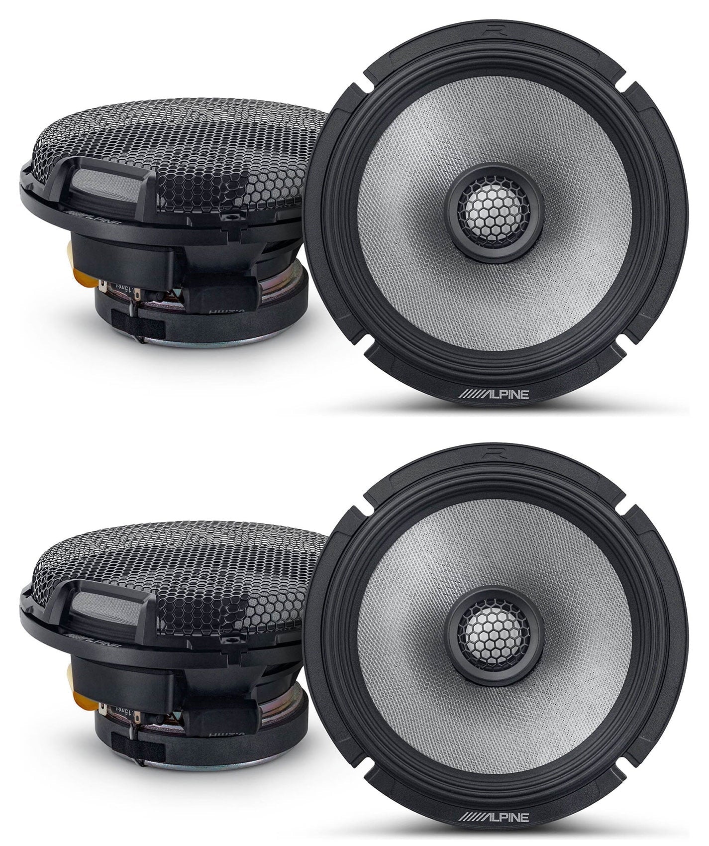 (4) Alpine R2-S65 6.5" 2-Way Car Audio Speakers High-Resolution Certified