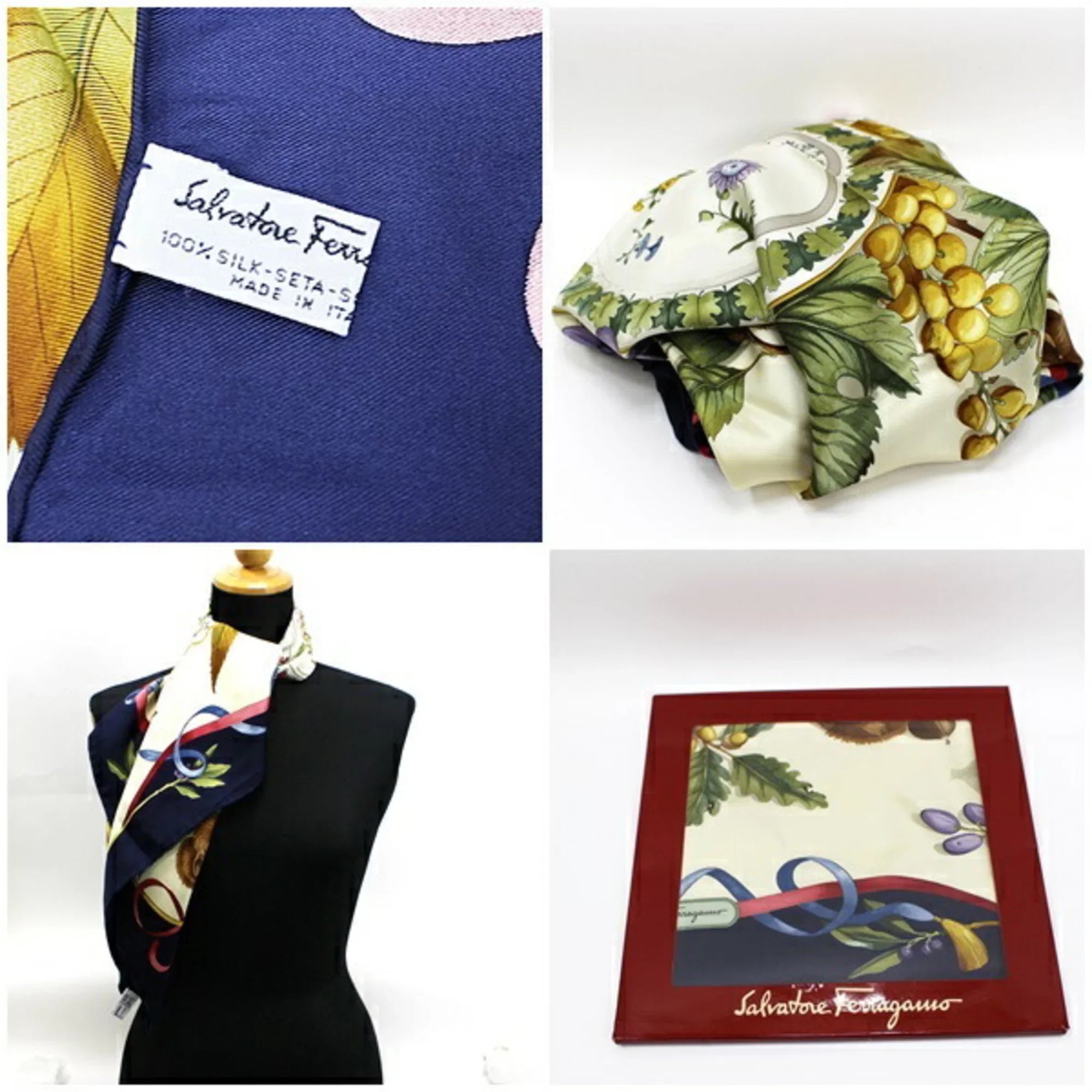 Pre-Owned Salvatore Ferragamo silk scarf muffler ladies' large size (Like New)