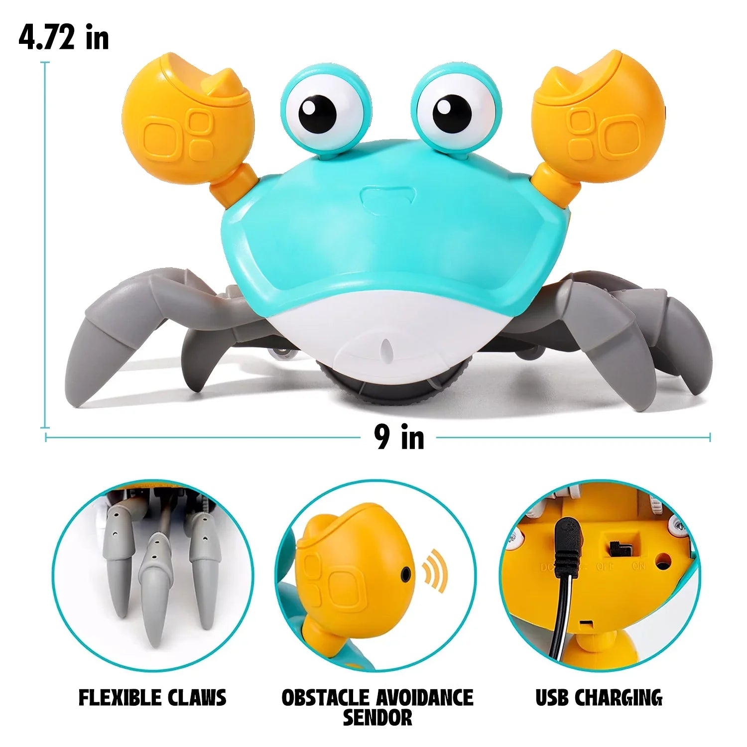 Bambina Multicolor Crawling Crab For Little Kids 6-12 Years And Toddlers 0-6 Months Tummy Time, Learning Crawl And Cognitive Development - Kids Favorite Entertaining Gift