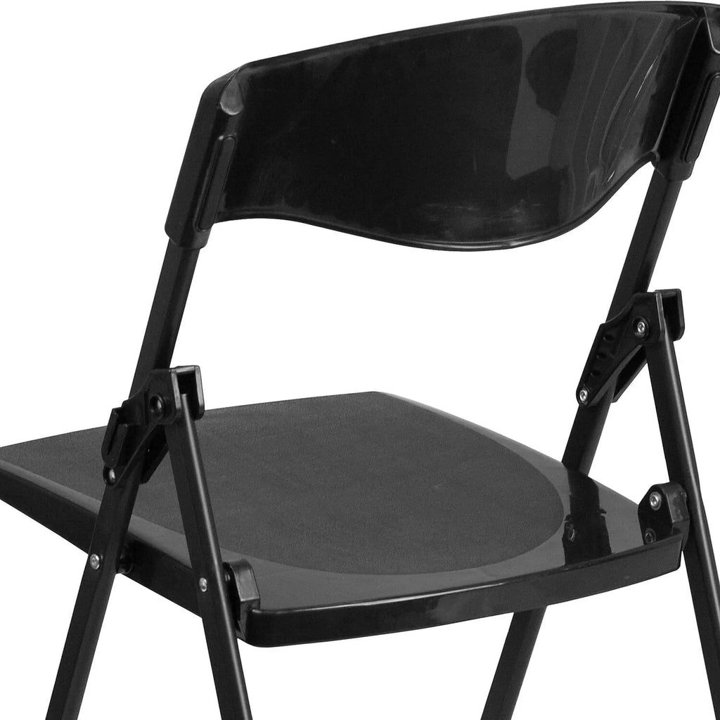6 Pack  Series 500 Lb. Capacity Heavy Duty Black Plastic Folding Chair With Built-In Ganging Brackets