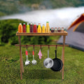 Miumaeov Wooden Portable Picnic Rack Outdoor Grill Rack Storage Table Shelf for Picnic, Camping,