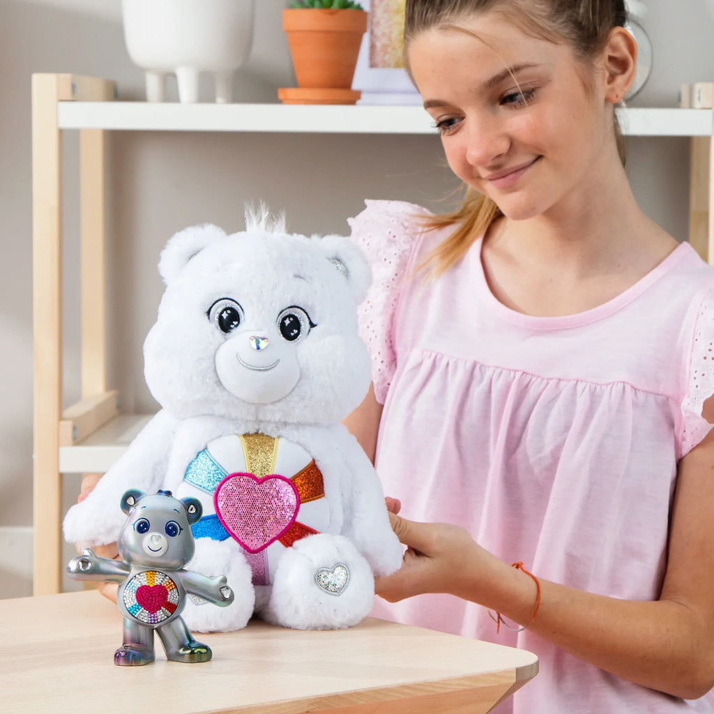 Care Bears 14"  Hopeful Heart Bear and 5" Collectible Hopeful Heart Bear - Special Collector  Limited Edition.