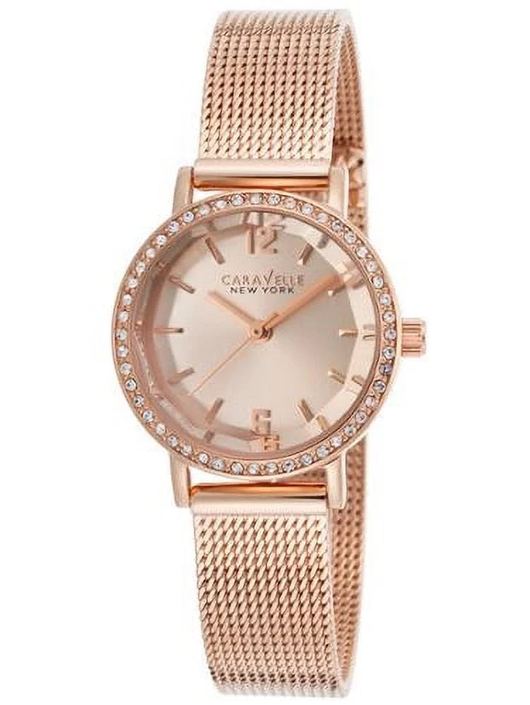 Caravelle Ny Women's Rose-Tone Steel And Dial Crystal Accents Movement: Quartz