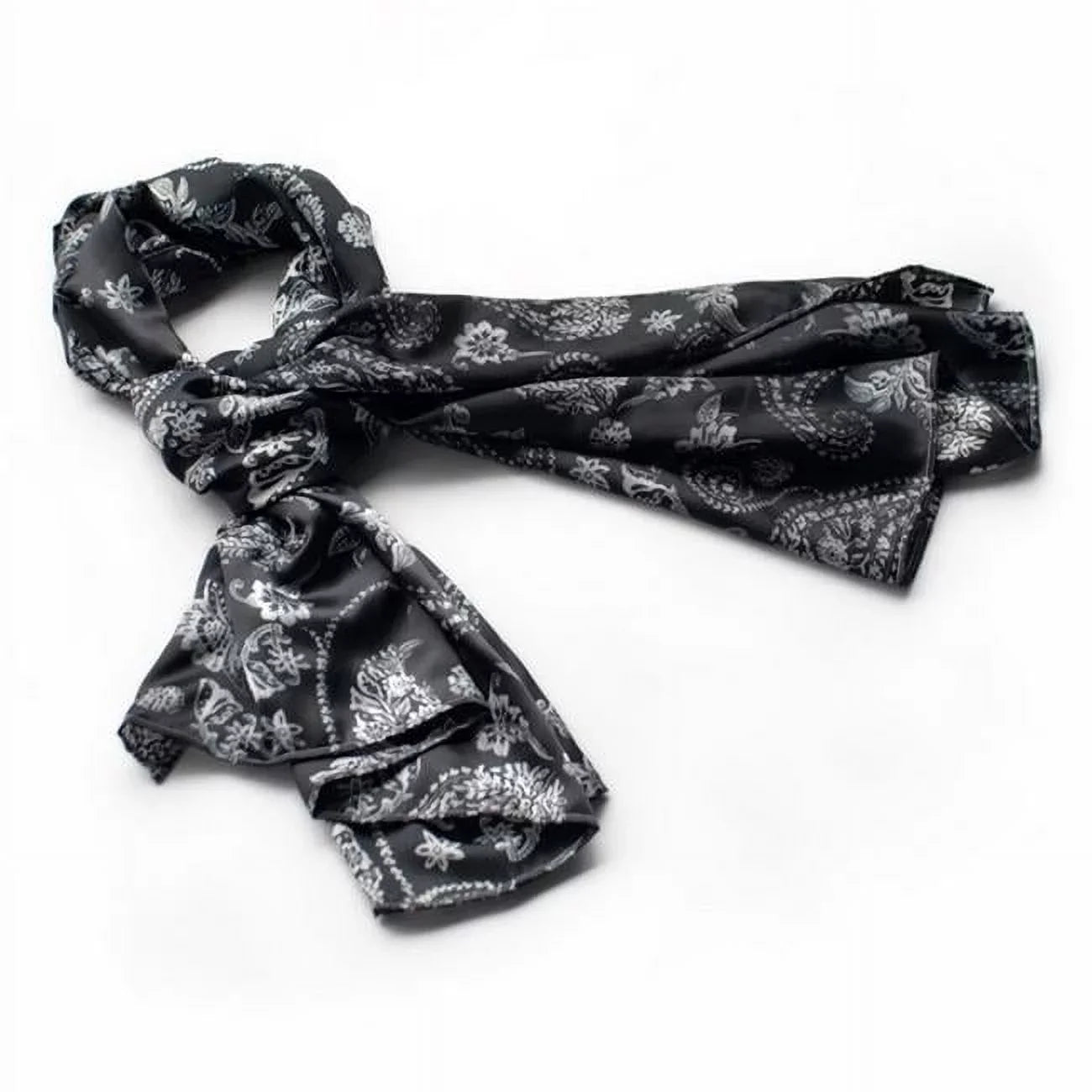 '-SCA01024-L Blancho Black Flower and Paisley Noble Decent Soft Natural Silk Scarf/Wrap/ShawlLarge