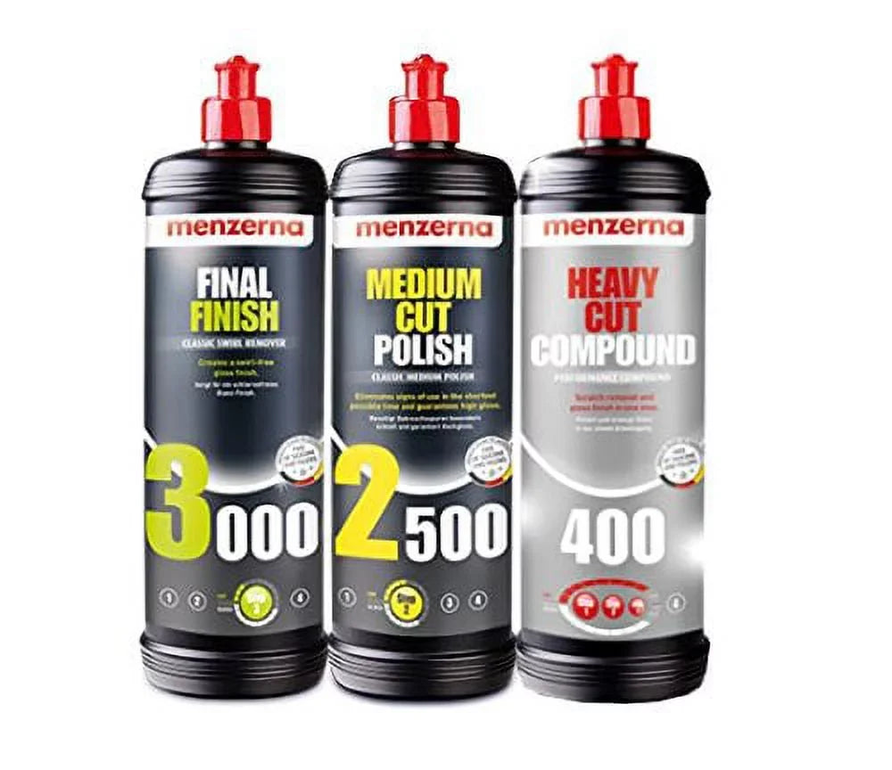 Menzerna Super 3000, Medium 2500, and Heavy 400 Polishing Compound Kit
