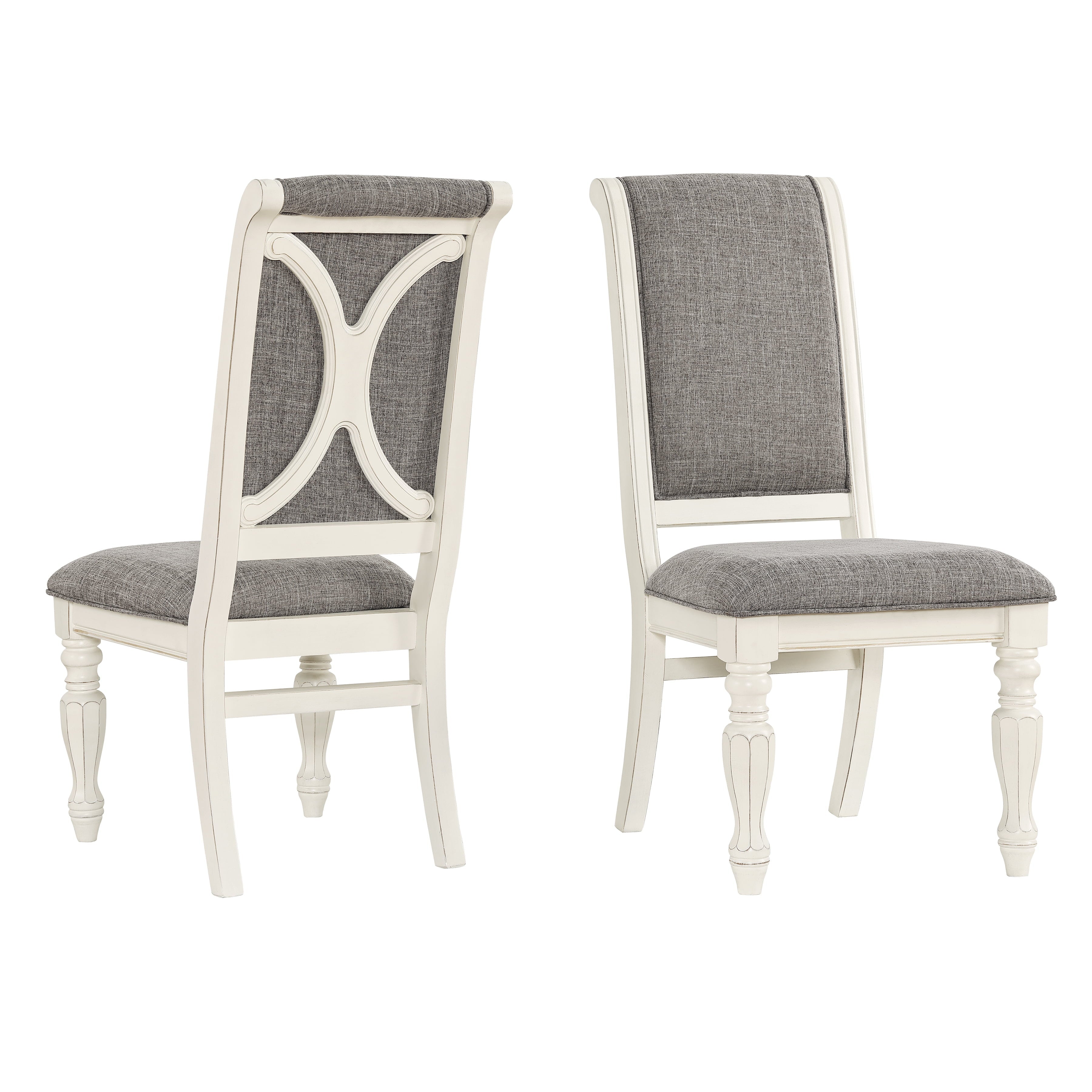 Roundhill Furniture Belleza French Country 5-Piece Dining Set in Antique White and Weathered Oak Finish