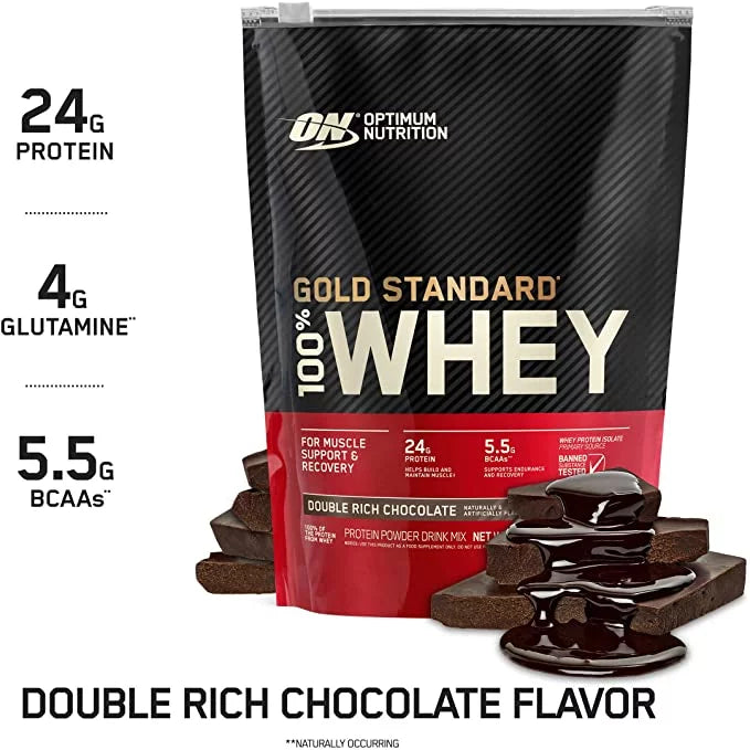 Optimum Nutrition, Gold Standard 100% Whey Protein Powder, Double Rich Chocolate, 1 lb, 14 Servings