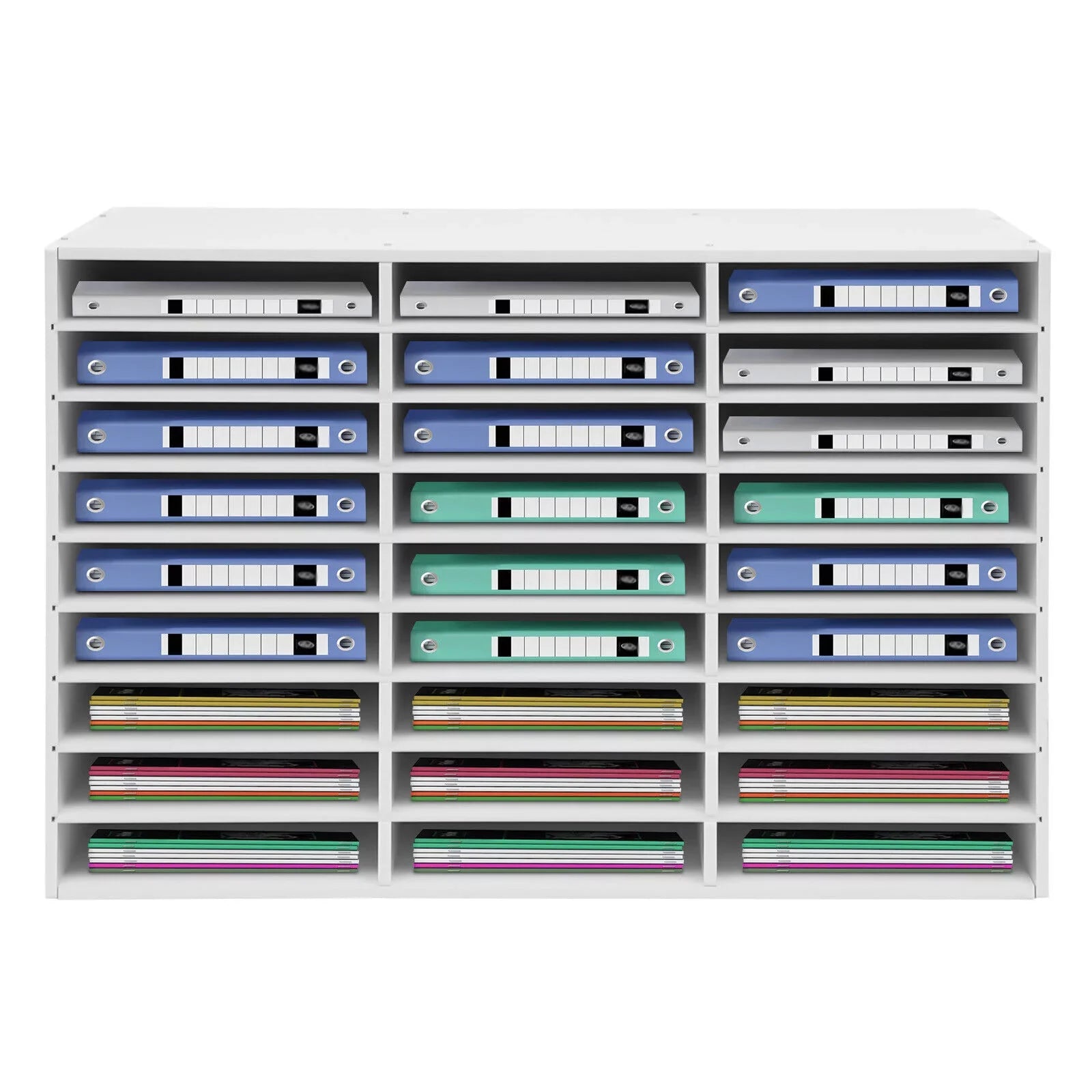 27 Slots Classroom Keepers Literature Storage Rack  File Holder White Mailbox