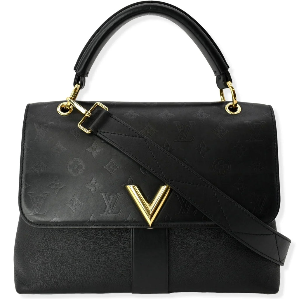 Pre-owned   Very One Handle Monogram Leather Shoulder Bag Black