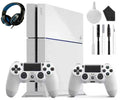 Sony PlayStation 4 500GB Gaming Console White, Headset 2 Controller With Cleaning Kit Like New