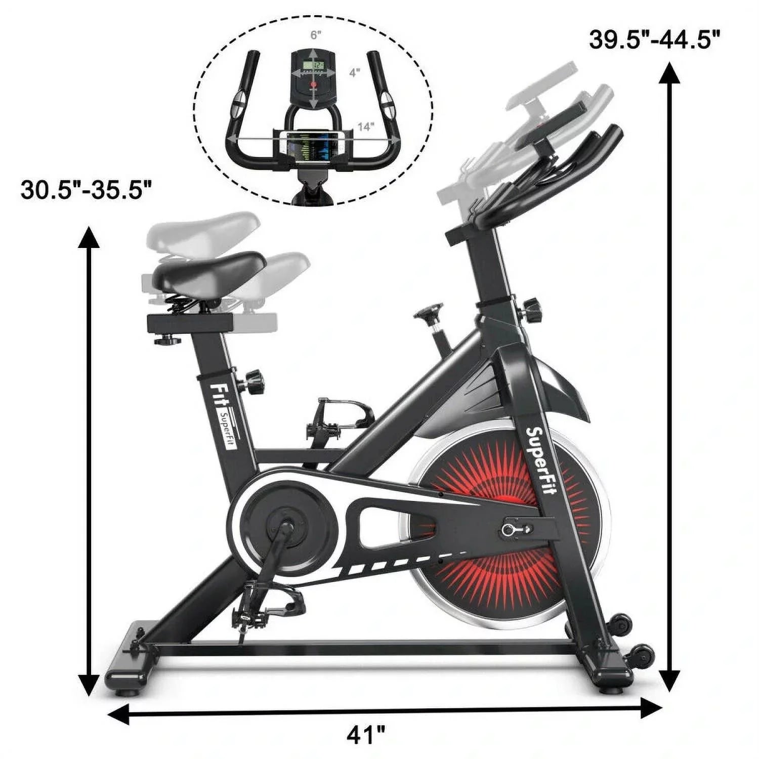 Exercise Bicycle, Adjustable Resistance Silent Belt Drive, Gym Indoor Stationary Bike, Red