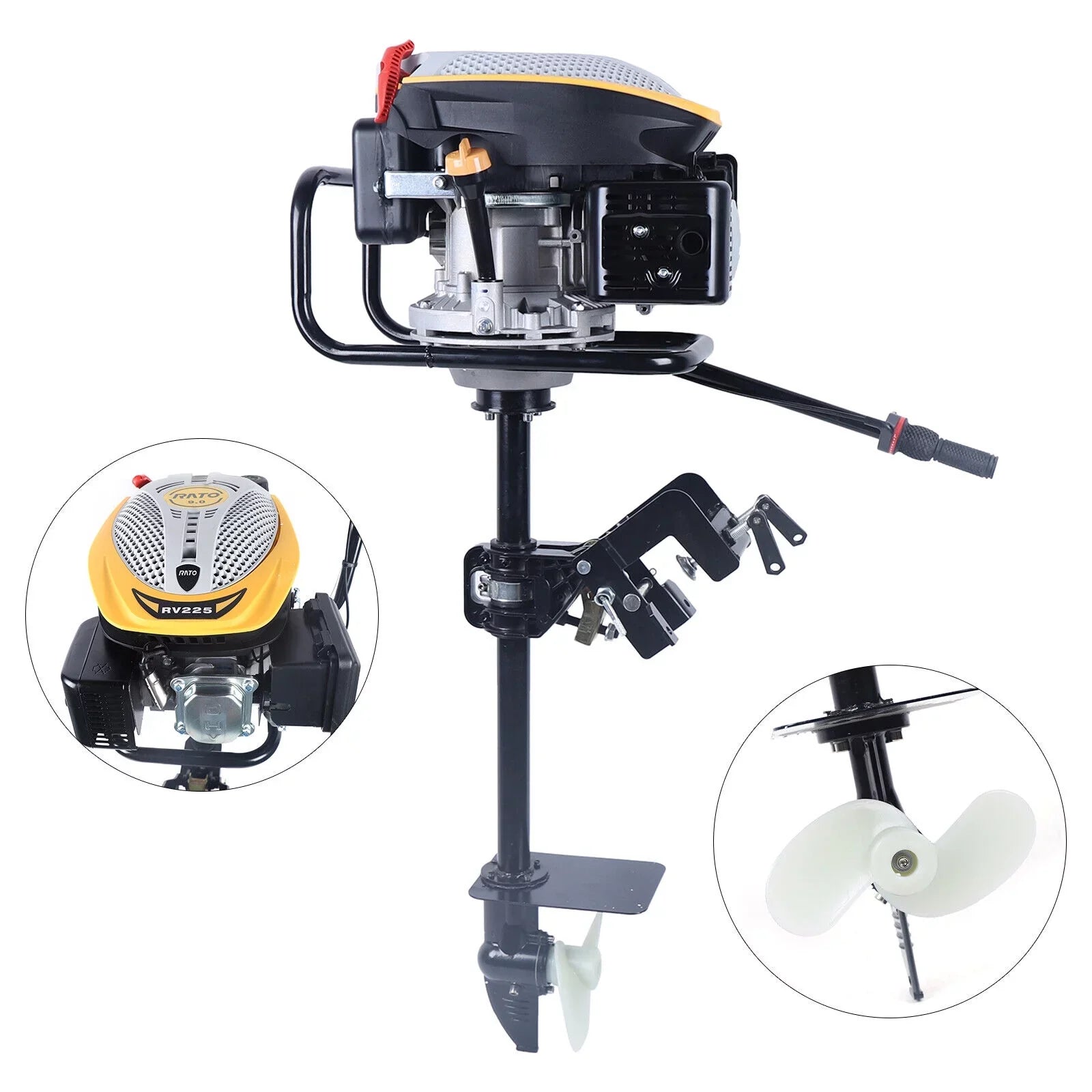 Miumaeov 4 Stroke 9  Outboard Motor 225  Fishing Boat Engine Air Cooling Single Cylinder Heavy Duty Boat Engine Marine Engine with  Ignition System 3600 r/min