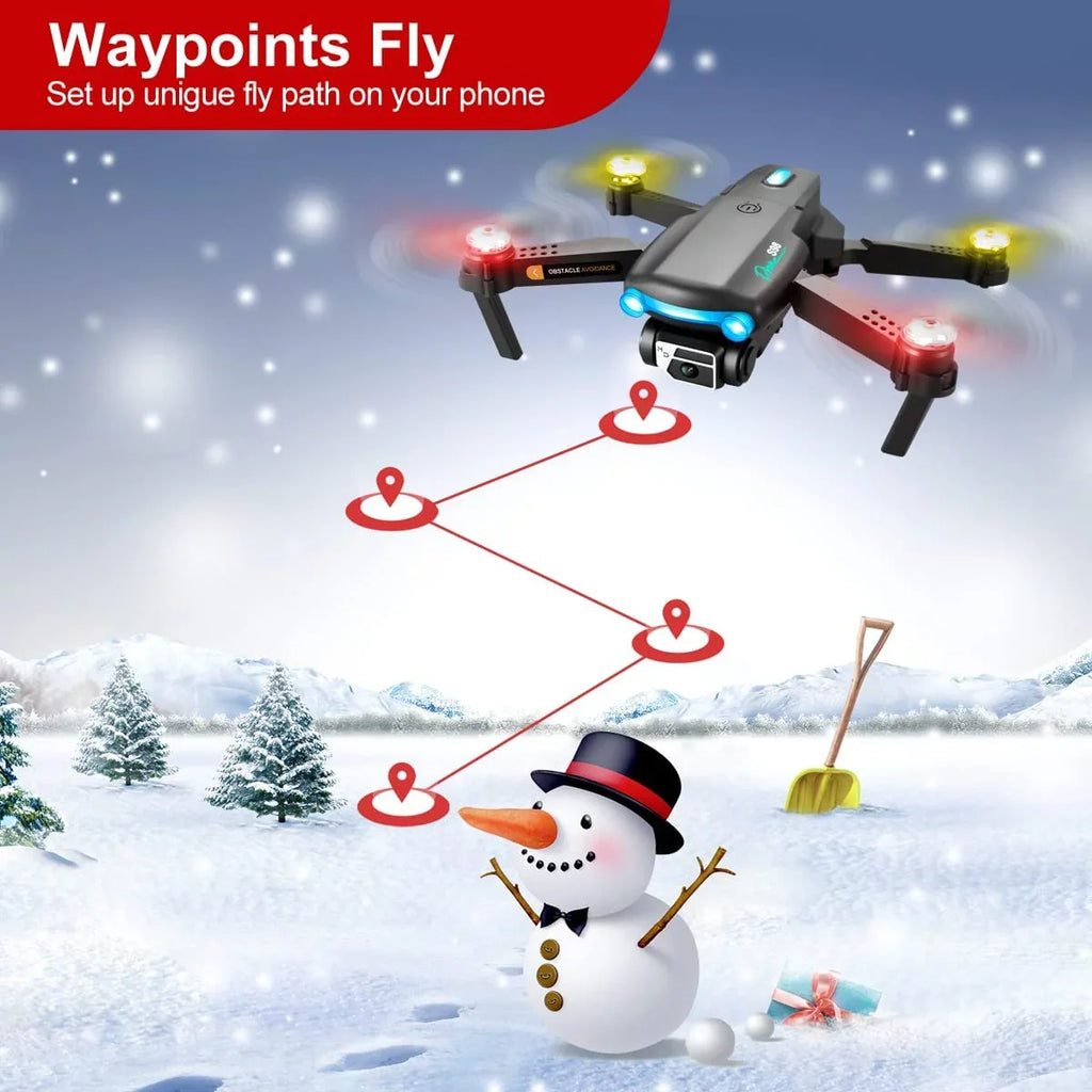 Drone with Camera for Adults Kids Beginners,Mini  Drones with 4K  Dual Camera,Foldable  Quadcopter Drone, One Key Take Off/Landing with 3 Batteries  Toys Gifts for Kids and Adults (Black)