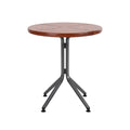 Modern Round Bistro Table with Wooden Top and Metal Base