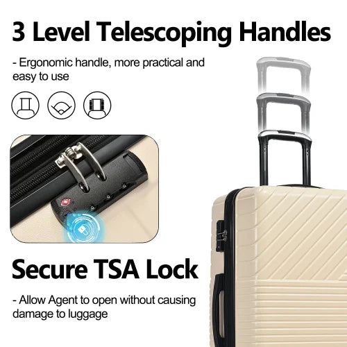 Zateety Hardshell Luggage Sets 3 Piece double spinner 8 wheels Suitcase with  Lock Lightweight 20''24''28''