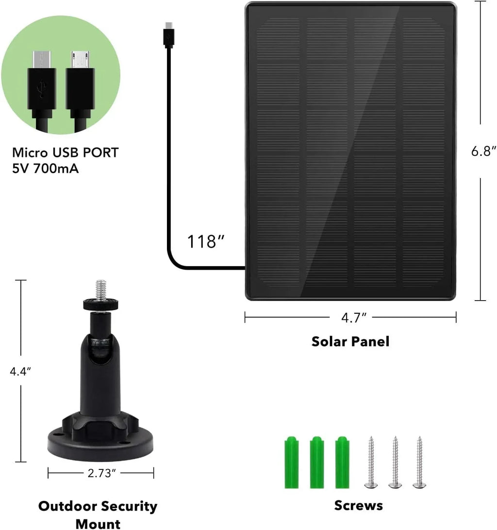 Solar Panel for Rechargeable y Outdoor Camera,Waterproof Solar Panel with 9.8ft  Cable,