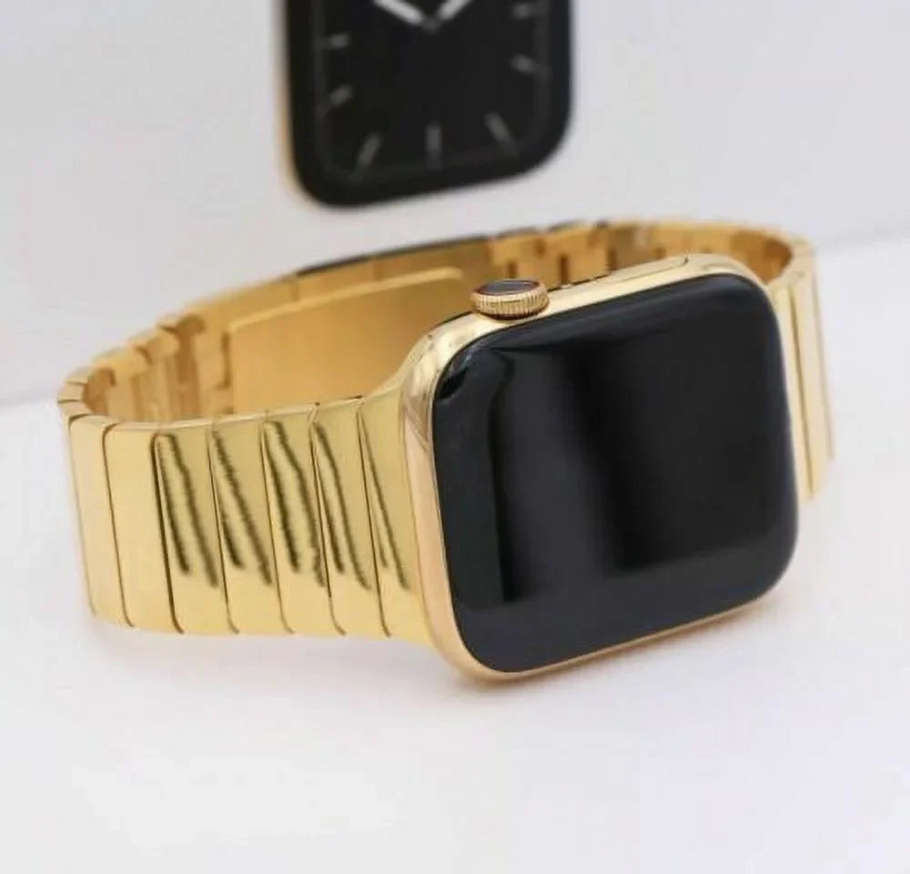 Authentic 24K Gold 42MM 44MM  Polished Link Band for iWatch Custom