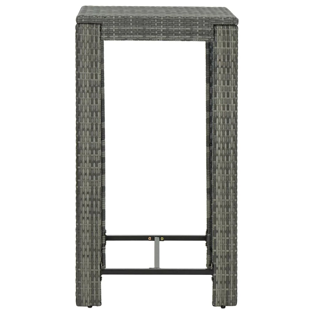 Andoer Garden Bar Table Gray 23.8"x23.8"x43.5" Poly Rattan