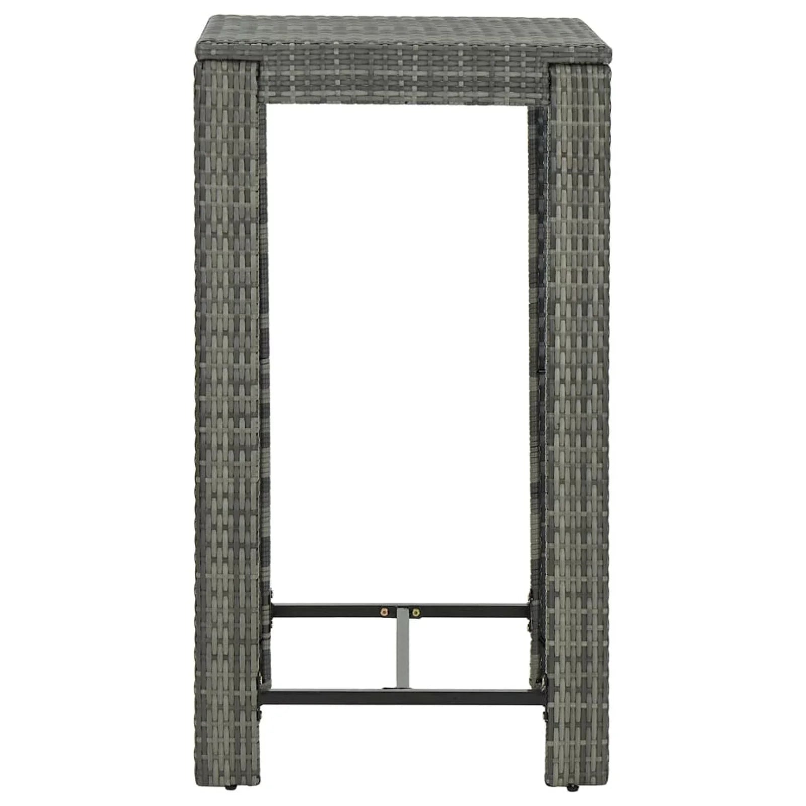 Andoer Garden Bar Table Gray 23.8"x23.8"x43.5" Poly Rattan