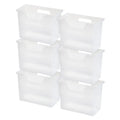 Medium Portable Desktop File Box with Open Lid, 6 Pack, Side Handles, Hanging File Folders, Tabs & Inserts, Letter Size, Magazines, Newspapers, Mail, Books, Notebooks, Clear