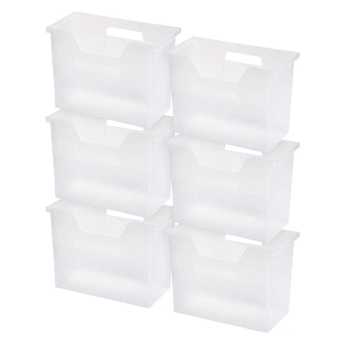 Medium Portable Desktop File Box with Open Lid, 6 Pack, Side Handles, Hanging File Folders, Tabs & Inserts, Letter Size, Magazines, Newspapers, Mail, Books, Notebooks, Clear