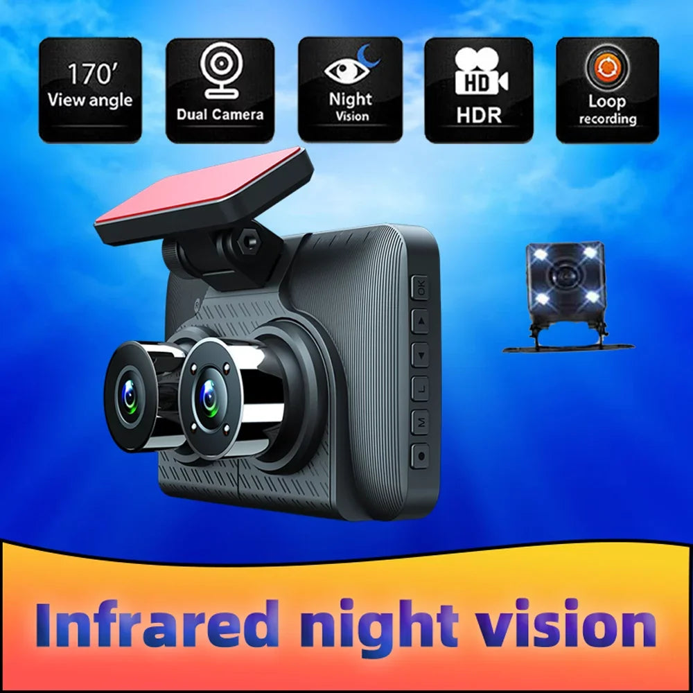 Shinysix 3 Cameras Dash Cam 4in Clear Car Rearview Mirror Car Video Recording Camcorder Wide Angle Car Camera Recorder Auto Safety Driving Recorder