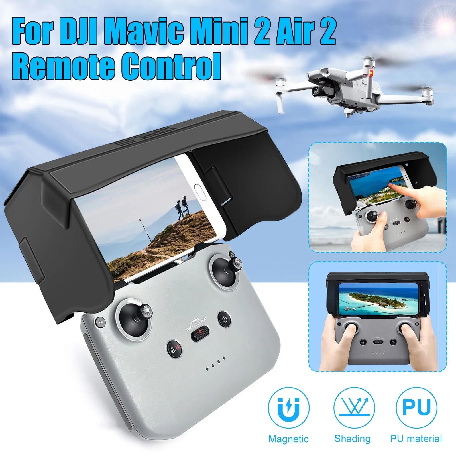 Foldable  Phone Sun Shade Hood for  Mavic Mini 2 Air 2 Drone Remote Control