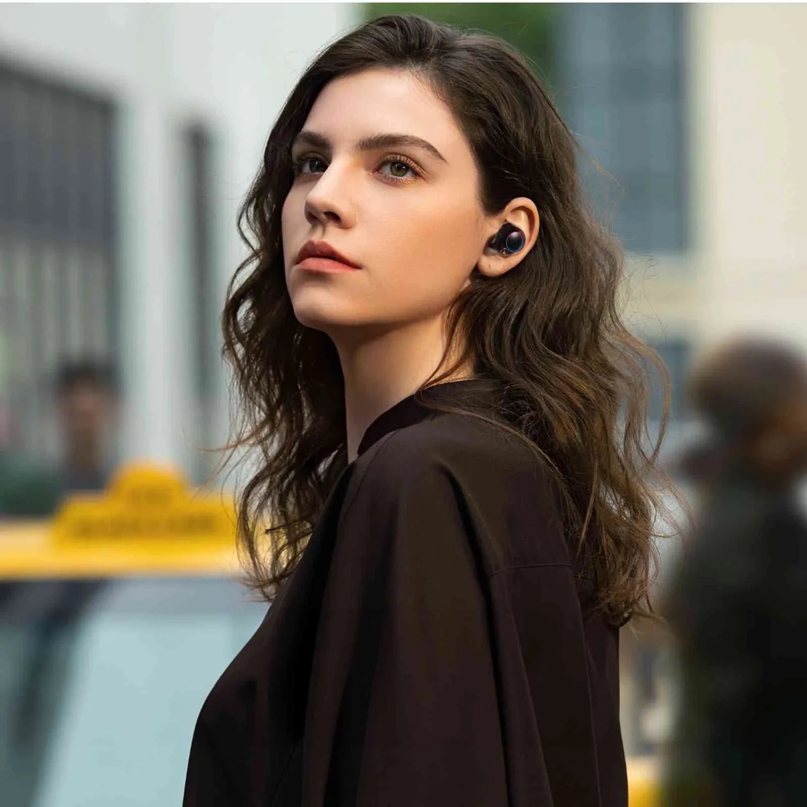UrbanX True Wireless Bluetooth Earbuds + Charging Case, Black, Dual Connect, IPX5 Water Resistance, Bluetooth 5.2 Connection, Balanced, Bass Boost Compatible with Lenovo K10 Plus
