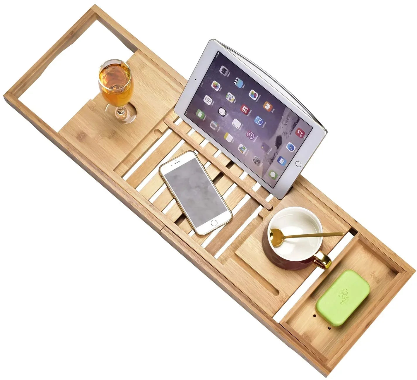 Luxury Bathtub Caddy Tray，Bamboo Bathtub Tray Caddy - Wood Bath Tray Expandable，Can be Placed Book and Tablet Smartphone & Wine Ho