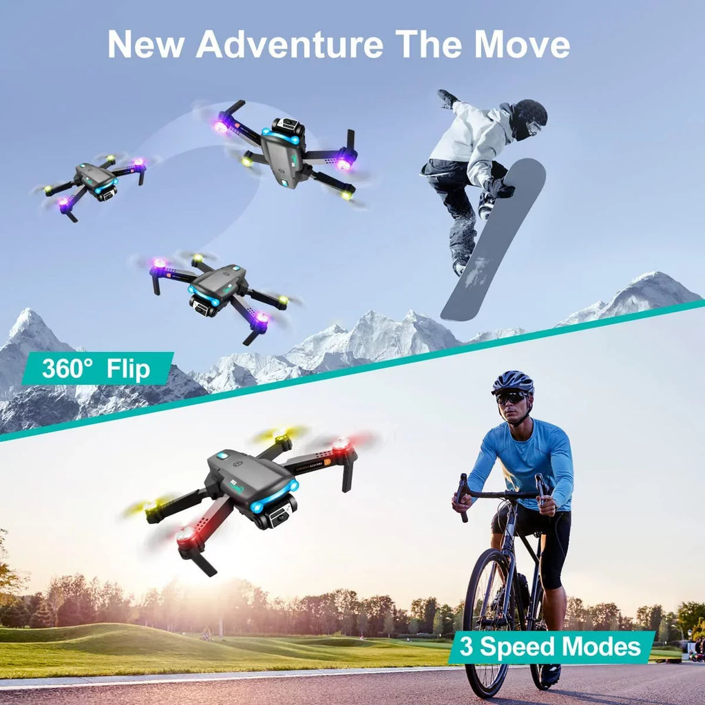 Drone with Camera for Adults Kids Beginners,Mini  Drones with 4K  Dual Camera,Foldable  Quadcopter Drone, One Key Take Off/Landing with 3 Batteries  Toys Gifts for Kids and Adults (Black)
