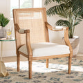 Baxton Studio Garridan Traditional French Beige Fabric and Honey Oak Finished Wood Accent Chair
