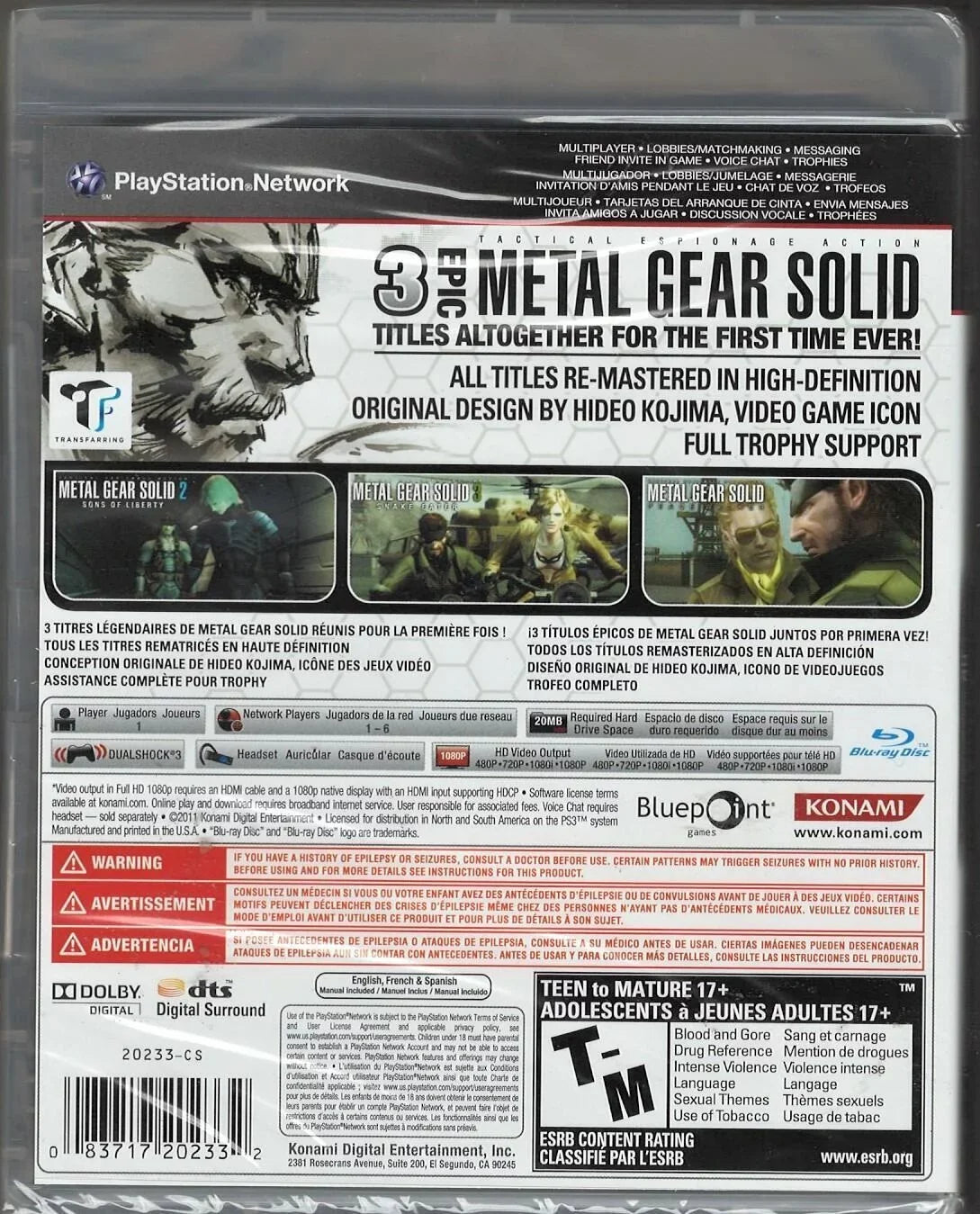 Metal Gear Solid  Collection PS3 (Brand New Factory Sealed  Version) Playsta