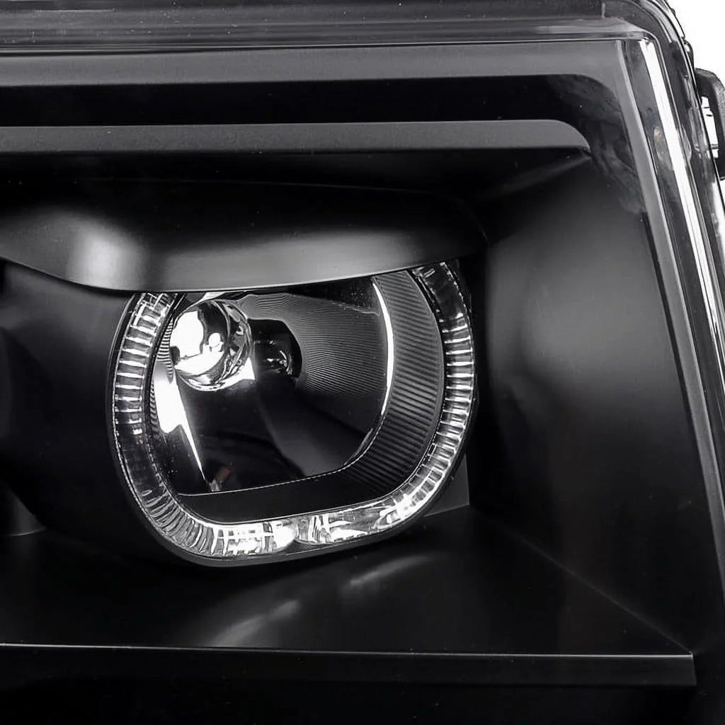 '- For [Dual  Halo Ring] 09-14 F150 F-150 Pickup Truck Black Projector Headlights +  Tail light Set