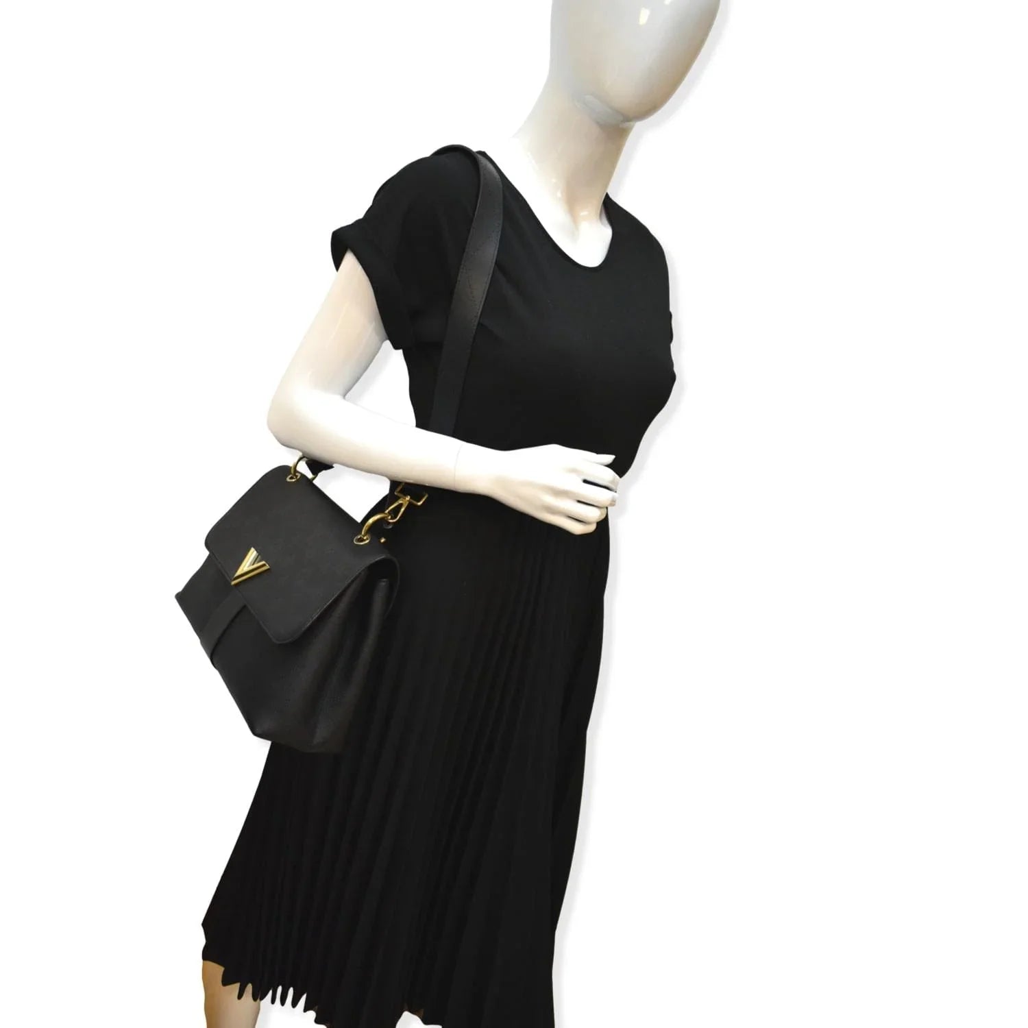 Pre-owned   Very One Handle Monogram Leather Shoulder Bag Black