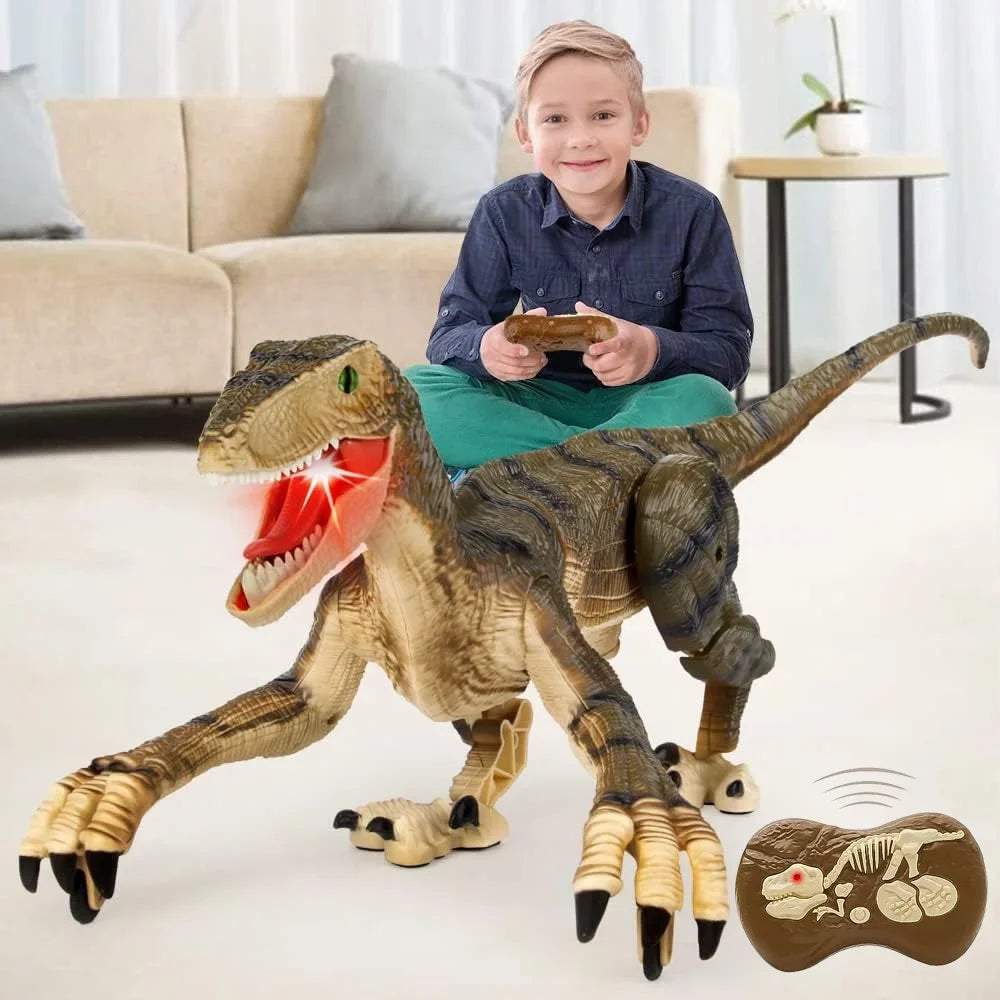 JBee Ctrl Remote Control Dinosaur Toys for Kids Boys Girls Walking Robot  T-Rex with Lights and Sounds Dinosaur Toy Gifts for Boys Age 3-5, 5-7, 8-12 Years Old - Brown