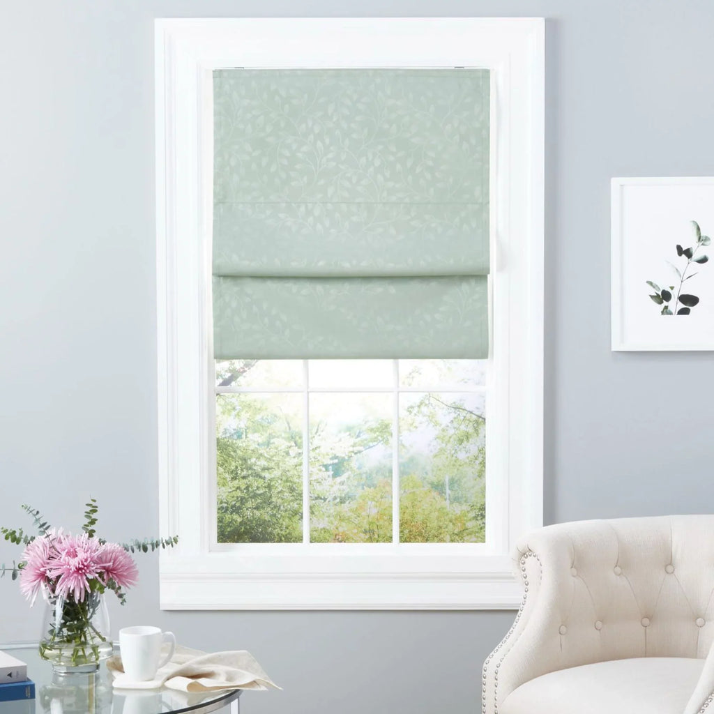 Exclusive Home Bolan Botanical Total Blackout Roman Shade, 27"x 64", Sage