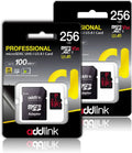 addlink roSDXC 256GB 2-Pack + Adapter -1 U4 V30, Compatible for Android Smartphones, Camera, Dash Cam Tablets, Go