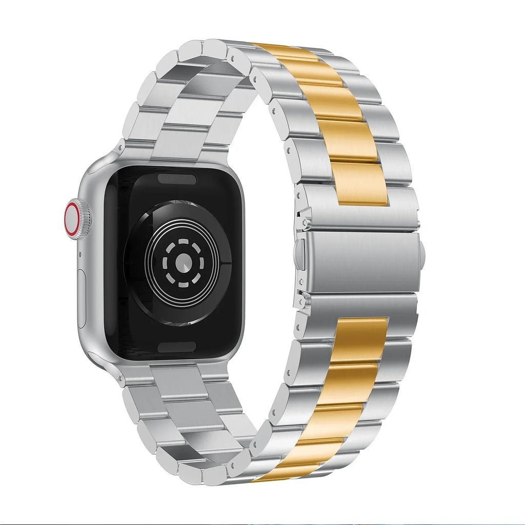 Odash -SS002GLD-45 42-44-45-49 mm Stainless Steel Two Tone Band for Apple Watch, Gold & Silver