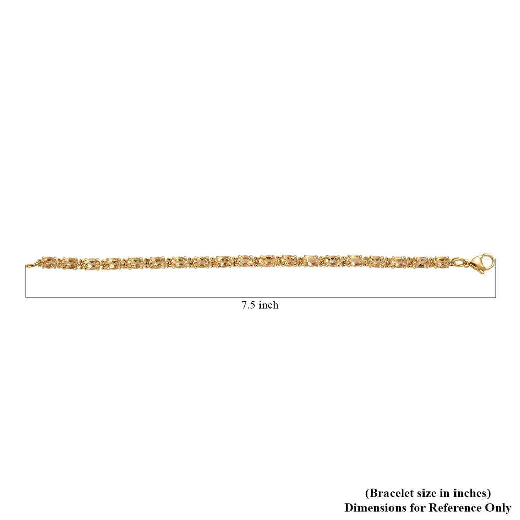 Shop  Citrine Oval Stainless Steel Yellow Gold Ion Plated Bracelet for Women Jewelry Size 7.25" Ct 7.38 Birthday Gifts