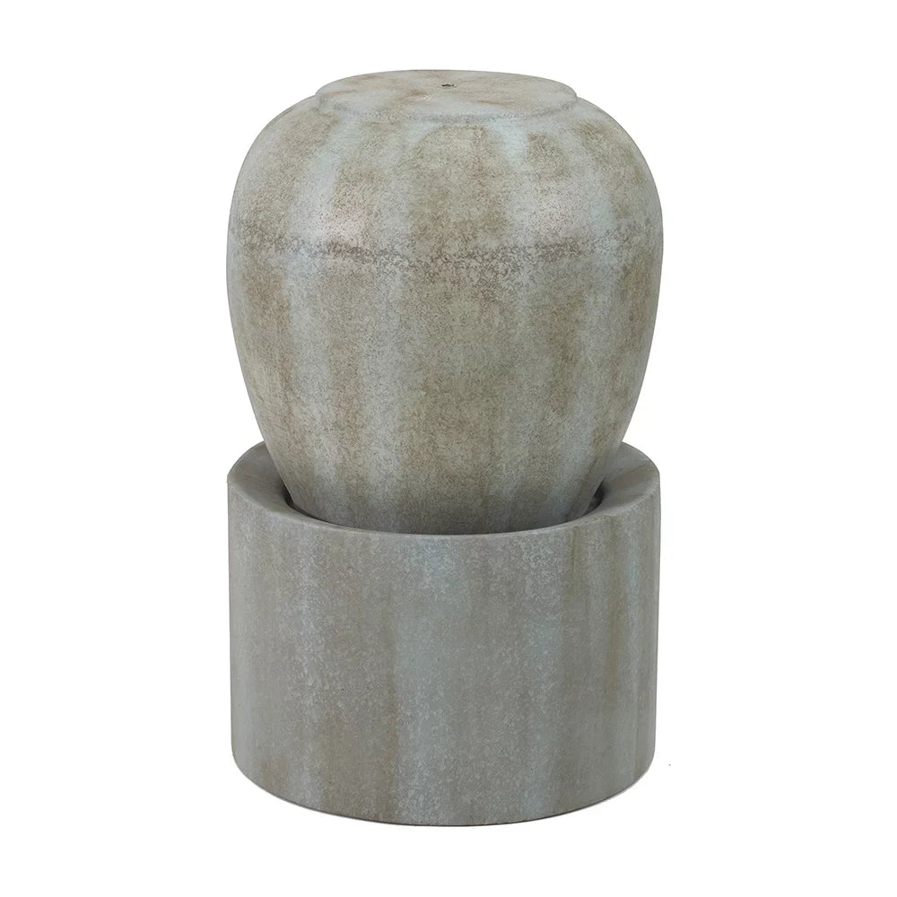 CoSoTower 19.5X19.5X32.5" Heavy Outdoor Cement Fountain Antique Blue, Cute Unique Urn Design Water Feature for Home Garden, Lawn, Deck & Patio