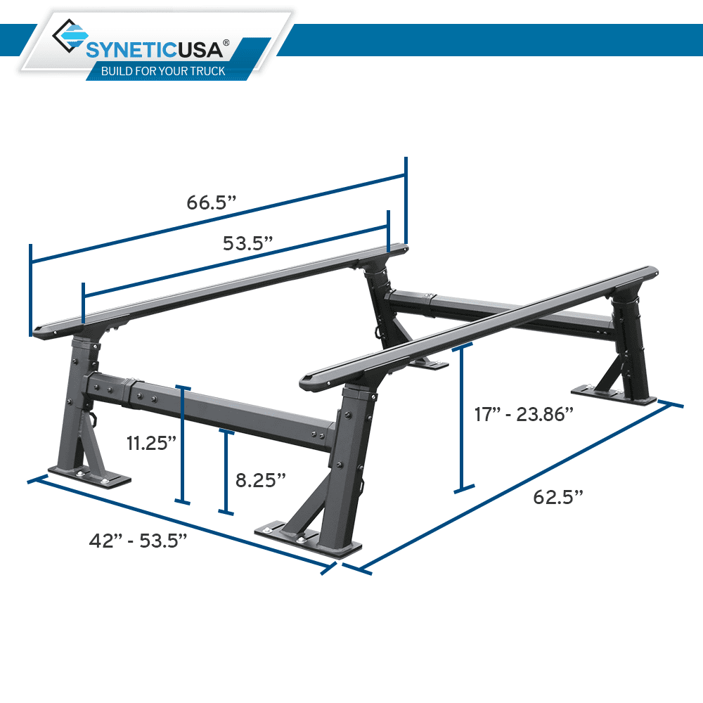 Syneticusa Overhaul  Adjustable Height Heavy Duty Truck Bed Ladder Rack