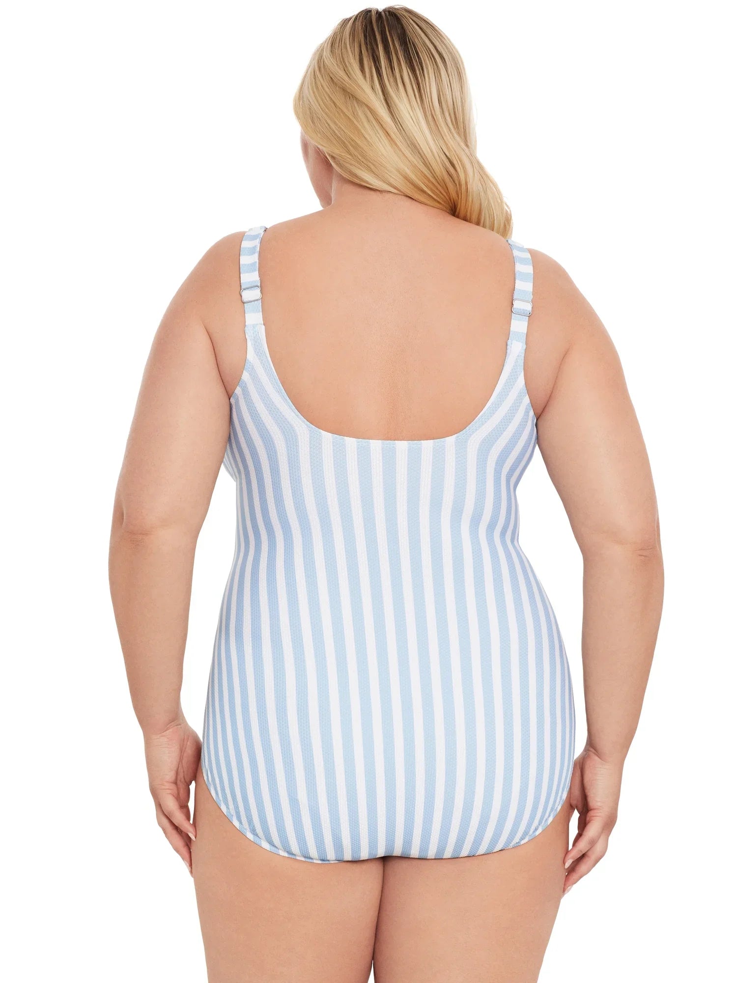 Time and Tru Women's Pique Square Neck One Piece Swimsuit, Sizes -3X