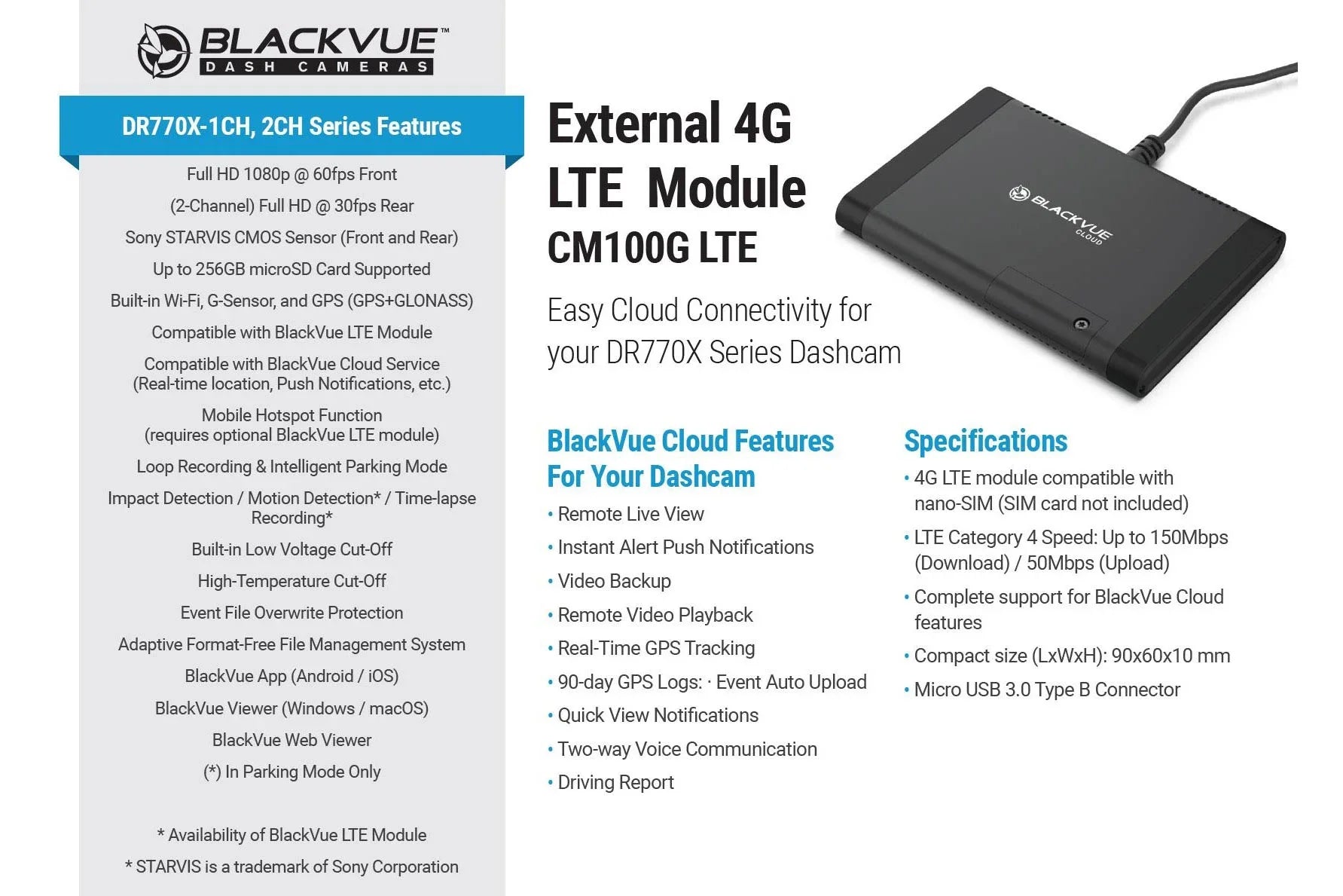 BlackVue DR770X-2CH- Front + Waterproof Exterior Dash Cam With 128GB Card | Cloud-Ready 1080p 60FPS  & WiFi