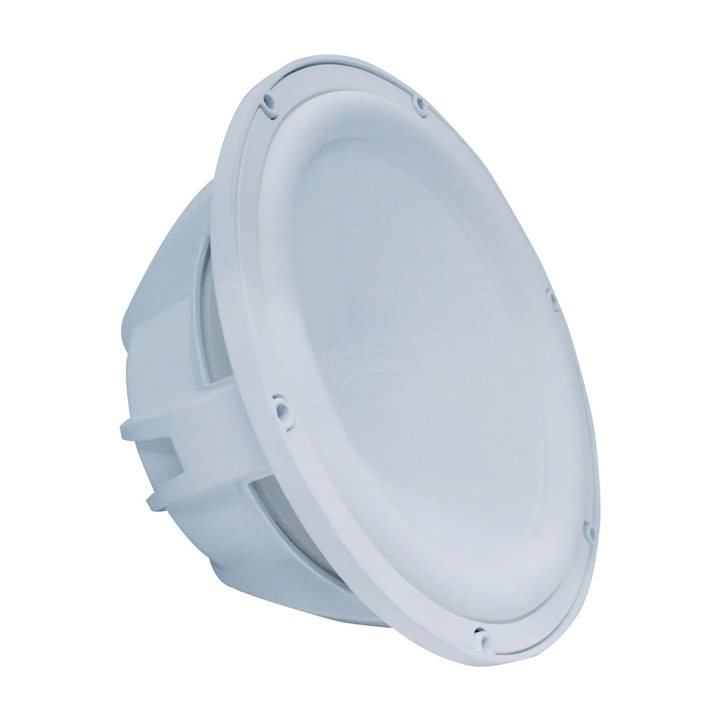 Two Wet Sounds Revo 10" Subwoofers & Grills - White Subwoofers & White Grills With Stainless Steel Inserts - 2 Ohm
